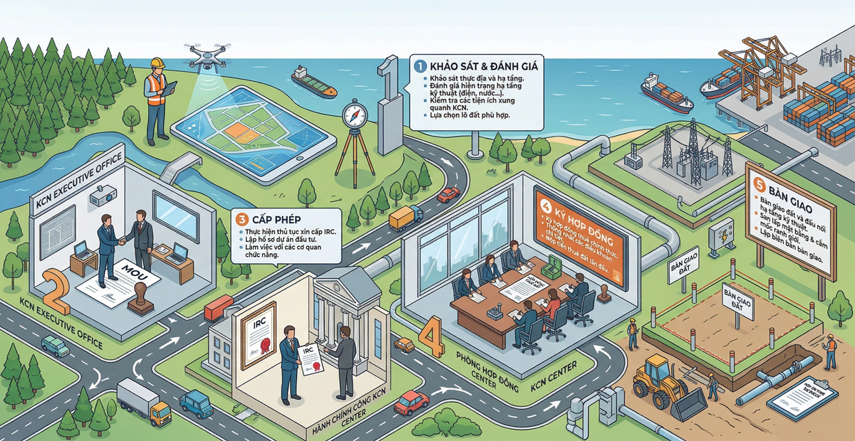 Trọn bộ thủ tục thuê đất khu công nghiệp: Cập nhật 2026