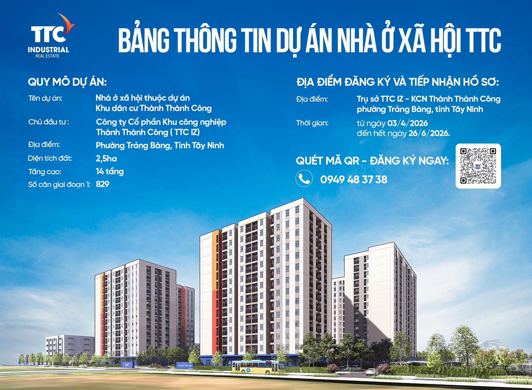 Bảng thông tin dự án nhà ở xã hội TTC